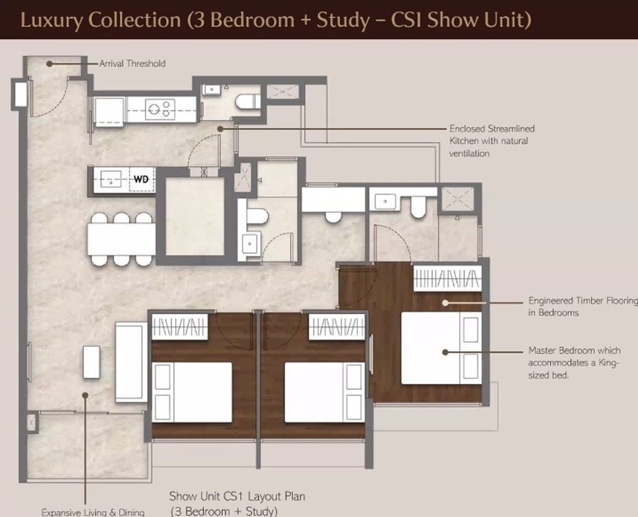 3 Bedroom + Study floor plan